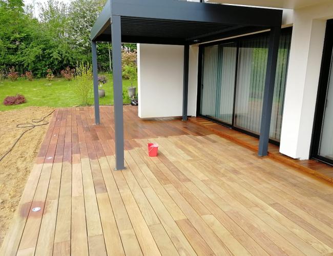 Création de terrasse en bois exotique à Champillon 51160 ( 51 secteur Marne ).