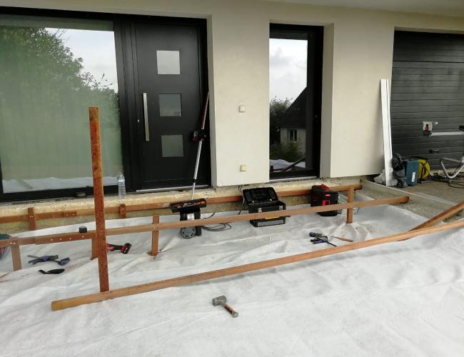 Création de terrasse en bois exotique à Janvry 51390 ( 51 secteur Marne ).